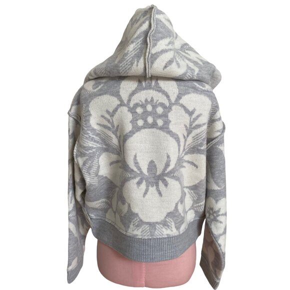 Free People Georgia Wool Sweater Jacket in Gray Floral Size XS NWT - Picture 13 of 17